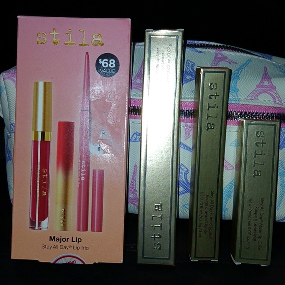 NIB Stila Major Lip Stay All Day Lip Trio - Lip Liner, Matte & Liquid Lipsticks - Picture 1 of 11